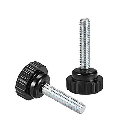 uxcell M6 x 25mm Metric Male Thread Knurled Clamping Knobs Black 4 Pcs - size: M6 x 25