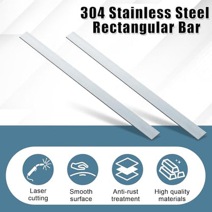 Yaocom 2 Pcs 304 Stainless Steel Flat Bar, 12" L,1-1/2" W,1/8" T - size: 12" L,1-1/2" W,1/8" T