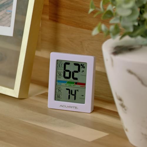 AcuRite Humidity Meter Hygrometer and Indoor Digital Thermometer with Temperature Gauge and Humidity Gauge, Room Thermometer Comfort Scale, 3 x 2.5 Inches, White (01083M) - size: 3 x 2.5 Inches