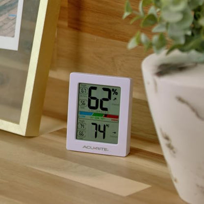 AcuRite Humidity Meter Hygrometer and Indoor Digital Thermometer with Temperature Gauge and Humidity Gauge, Room Thermometer Comfort Scale, 3 x 2.5 Inches, White (01083M) - size: 3 x 2.5 Inches