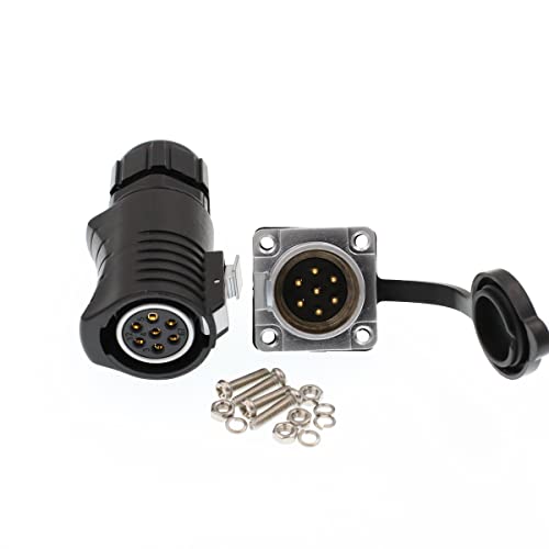 LP20 Outdoor Waterproof Bulkhead 7 Pin Quick-Disconnected Power Industrial Circular Connector for Furrion Solar Charge, RV Solar Port - color: Feamle plug & male socket, size: LP20 7F