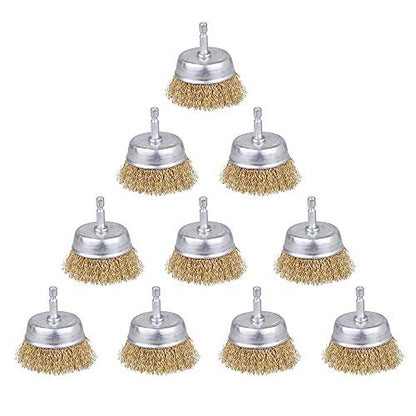 Rocaris 10 Pack 3 Inch Wire Cup Brush with 1/4-Inch Hex Shank
