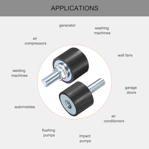 uxcell 6pcs M8x23mm Rubber Isolator Mounts with Studs 25x20mm - size: VD-D25*H20, M8*23