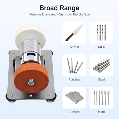 Electric Benchtop Sander, 96W Power Bench Belt Sanders with Grinding Wheels and Power Adapter, Electric Belt Grinder Sharpener Knife Polishing Kit for Steel and Aluminum Alloys