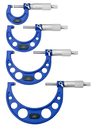 Premium Outside Micrometer Set 0-4" / 0.0001", Blue - color: Blue