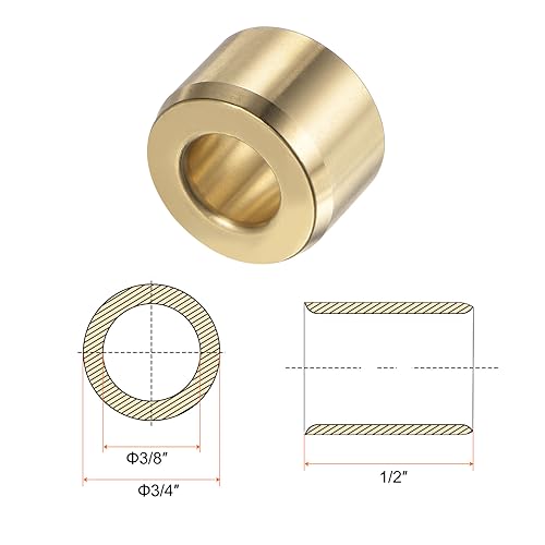 HARFINGTON 2pcs Sleeve Bearings 3/8" Bore 3/4" OD 1/2" Length Wrapped Oilless Bushings Brass Alloy for Transmission Conveyor Systems - size: 3/8" x 3/4" x 1/2"