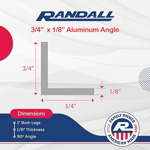 4 FT Aluminum Angle Bar – (3/4" Wide x 1/8" Thick) | 6063 T6 Architectural Aluminum | Equal Legs, 90° Angle | Corrosion-Resistant, Weldable, High-Strength Metal | Made in USA