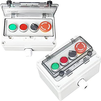 Lockable E-Stop Red/Green Momentary Buttons & Selector Switch IP67 Station - color: Single-row four-hole button box