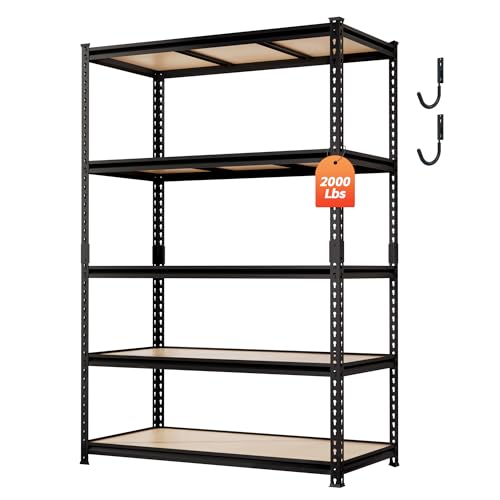 DYNALOAD 2000 lbs Heavy Duty Garage Shelving, 5-Tier, 48" W x 24" D x 72" H - color: 2000lbs, size: 48"W x 24"D x 72"H