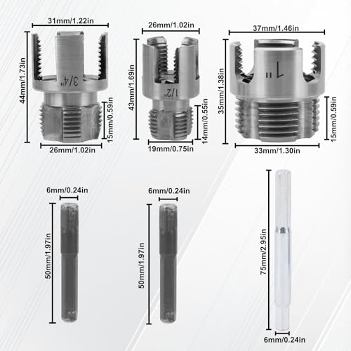 3 Pcs Pipe Threading Tool, Dual-Function Integrated Internal & External Thread Cutter PVC Threader Cutting Kit for 1/2" 3/4" & 1" PVC/Plastic Pipe Compatible with Electric Drills - style: Style 1
