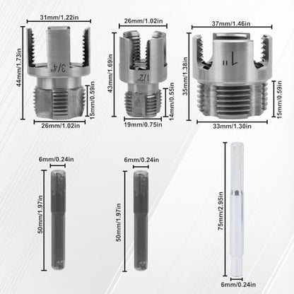 3 Pcs Pipe Threading Tool, Dual-Function Integrated Internal & External Thread Cutter PVC Threader Cutting Kit for 1/2" 3/4" & 1" PVC/Plastic Pipe Compatible with Electric Drills - style: Style 1
