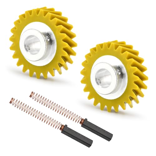 4Pack W10112253 Mixer Worm Gear & W10380496 Carbon Brushes Replacement Kit for Mixers KSM88RBQ2, KSM150, 5K5SSs - Replacement for OEM 4162897/4169830/AP4295669