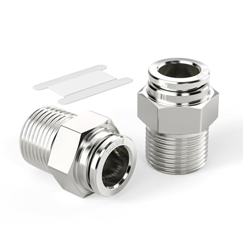 TAILONZ 304 Stainless Steel 1/4" x 3/8" NPT Push to Connect Straight 5Pcs - size: 1/4''OD 3/8''NPT