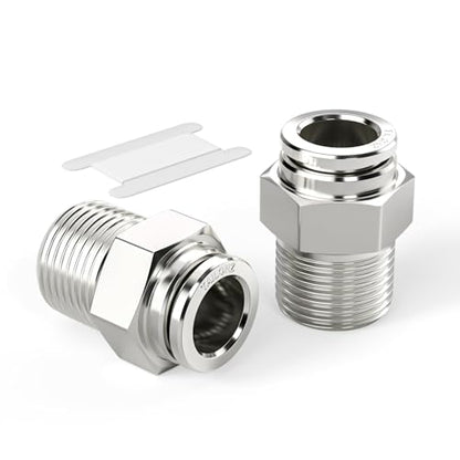 TAILONZ 304 Stainless Steel 1/4" x 3/8" NPT Push to Connect Straight 5Pcs - size: 1/4''OD 3/8''NPT