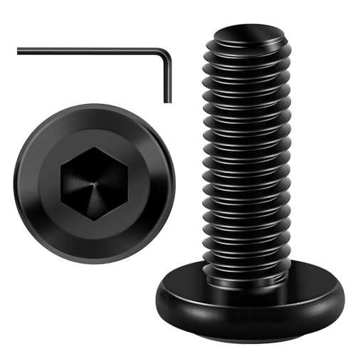 Mywish M6 x 20mm 20Pcs Flat Head Hex Socket Cap Screws Bolts, 304 Stainless Steel Furniture Bolts Full Thread, Black Oxide & Hex Spanner - color: Black-M6, size: 20mm