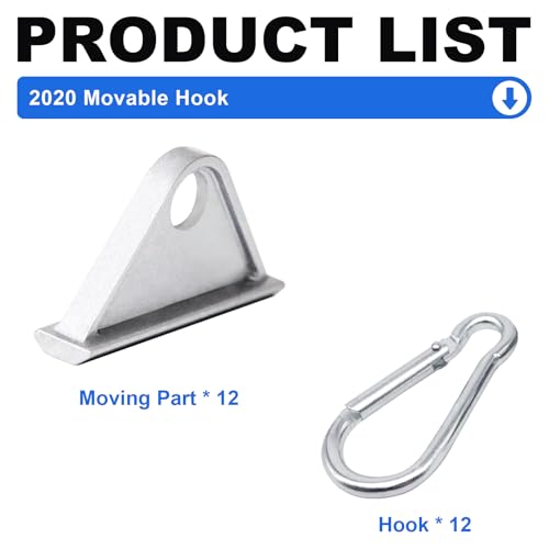 12 Pack 2020 Extrusion Sliding Hook Silver - color: Silver, size: 20-Sliding Hook
