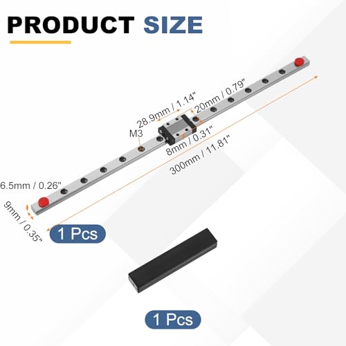 uxcell MGN9 300mm Linear Sliding Rail Guide Linear Motion Guideway - size: 300mm