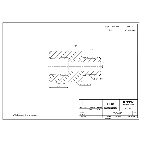316 Stainless Steel Pipe Fitting Adapter 1/8'' Female NPT × 1/8'' Male NPT, 6500 psi, SS-PA-NS2 - size: 1/8'' FNPT × 1/8'' MNPT