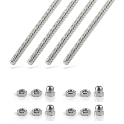 4Pcs Stainless Steel Fully Threaded Rods M10x300mm Right Threads with Nuts - size: M10x300mm