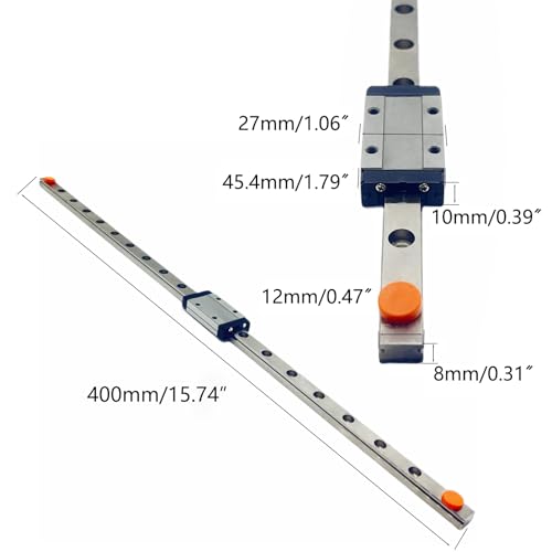 2PCS MGN12H mini Linear Guide Rail, 400mm Linear Sliding Guide Rail with MGN12H Sliding Block, Suitable for 3D Printers and CNC Machines, Medical Equipment, Automation Equipment, etc - size: MGN12H+400mm