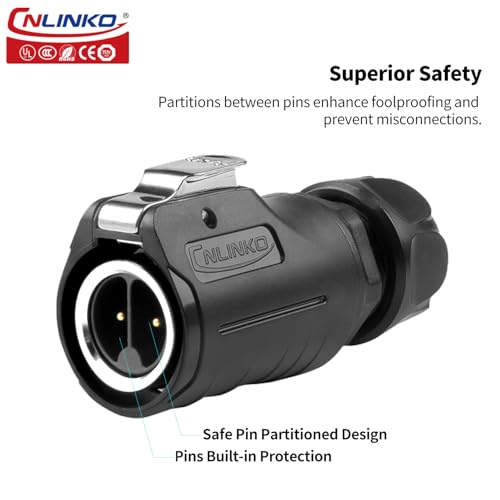 CNLINKO LP-16 2-Pin Waterproof Connector, Screw-in Design Circular Connector IP68 Quick Plugging Aviation Connector, PIN Partitioned Connector M16 Flange Socket (LP16 2 Pin) - size: LP-16 2-Pin Screwing