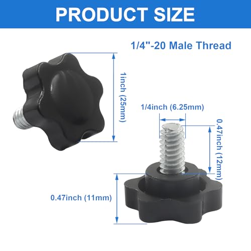 10Pcs 1/4"-20 Star Hand Knobs, Black, 1/4"-20 * 12 - size: 1/4"-20*12