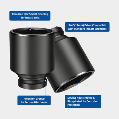 BORDSTRACT 3/4in Drive Impact Socket 45×80mm - size: 45mm - Deep (80mm Length)