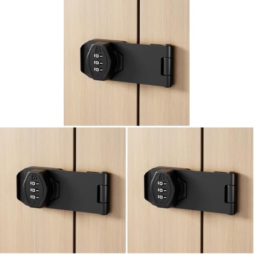 ETEKJOY Cabinet Lock Keyless 3-Digit Password Combination Code Hasp Latch Lock Twist Knob Wooden Drawer Cupboard (Black, 4 inch) (Pack of 3) - color: Black, size: 4 Inch (Pack of 3)