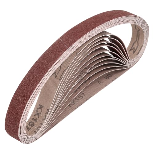 HARFINGTON 1/2 x 10 Inch Sanding Belts, 10 Pcs 80 Grits Aluminum Oxide - size: 1/2x10 inch(80 grit)
