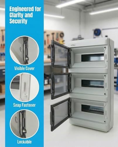 DOXU Circuit Breaker Box, IP66 Distribution Protection Box (AT-39 Way) - size: 39 - 296x550x130 MM