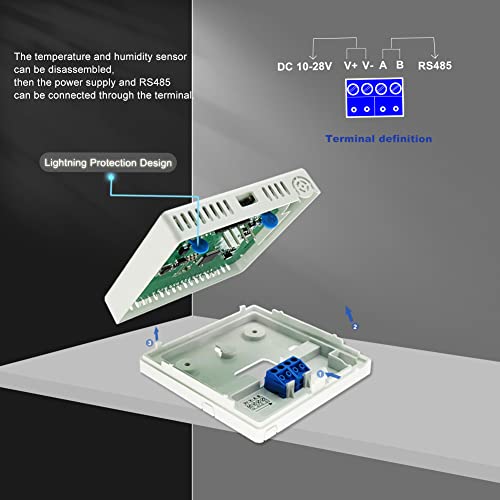 Digital Temperature and Humidity Sensor with Modbus RS485, Industrial High Accuracy Monitoring Transducer Thermometer Hygrometer with LCD Display DC10~28V - size: OLED-S
