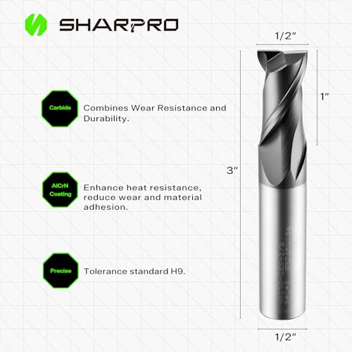 1/2'' Shank Carbide End Mills, 2 Flute Square End Mill Bits - size: 1/2 in(2 Flute)