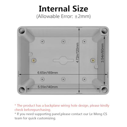 LeMotech Junction Box IP67 Waterproof Dustproof ABS Plastic Project Box for Electrical Outdoor Enclosure Gray 6.9 x 4.9 x 3.9 inch (175 x 125 x 100 mm) - size: 6.9" x 4.9" x 3.9" (1pc)