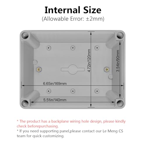 LeMotech Junction Box IP67 Waterproof Dustproof ABS Plastic Project Box for Electrical Outdoor Enclosure Gray 6.9 x 4.9 x 3.9 inch (175 x 125 x 100 mm),2 Pack - size: 6.9" x 4.9" x 3.9" (2pc)