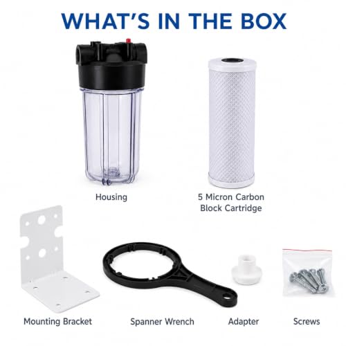 CFS Big Blue Filter Housing Kit, 10 x 4.5 in, 1 in NPT, Carbon Block - size: 10 x 4.5 in Big Blue, 1 in NPT