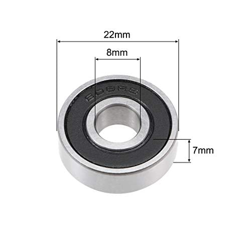 uxcell 608-2RS Deep Groove Ball Bearing 8x22x7mm Double Sealed ABEC3 5pcs - size: 8mmx22mmx7mm