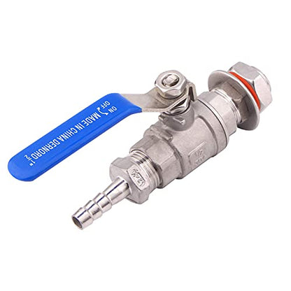 DERNORD 1/2 Inch Weldless Ball Valve Stainless Steel 304 Bulkhead For Home Brew Kettle (1/2 NPT to 3/8 Barb Hose) - size: 1/2" NPT to 3/8" Barb Hose, style: Pack of 1