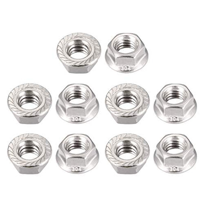 uxcell 3/8-16" Serrated Flange Hex Lock Nuts, 304 Stainless Steel, 10 Pcs - size: 3/8-16"