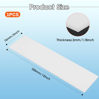 Hdpe Sheet 1/8 Inch Thick, 3" x 12" High Density Polyethylene Board, Thick Plastic Sheet for Craft, Plastic Cutting Board, Heavy Duty Industry - size: 3" X 12", style: 1/8" Thick