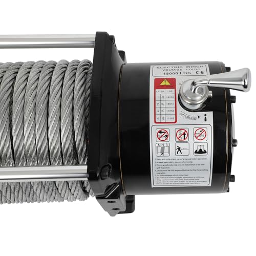 18000LBS Electric Winch, 18000lbs 12V Winch Steel Cable Winch, 18000LBS Winch ATV UTV Truck Winch, with Wireless and Hand Remote Controller, Control Box Assembly,4 Way Roller Fairlead,Hook
