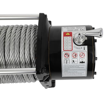 18000LBS Electric Winch, 18000lbs 12V Winch Steel Cable Winch, 18000LBS Winch ATV UTV Truck Winch, with Wireless and Hand Remote Controller, Control Box Assembly,4 Way Roller Fairlead,Hook