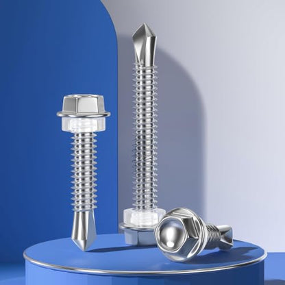 Wensilon 2lbs 5/16×4" Stainless Steel Self Drilling Screws, 25 PCS - color: Silver, size: 5/16×4"