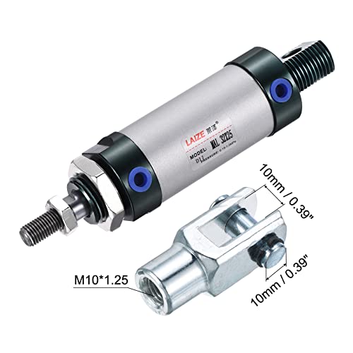 MECCANIXITY Pneumatic Air Cylinder Double Action MAL32X25 32mm Bore 25mm Stroke with Y Connector and 4Pcs Quick Fitting Set - size: 32X25 mm
