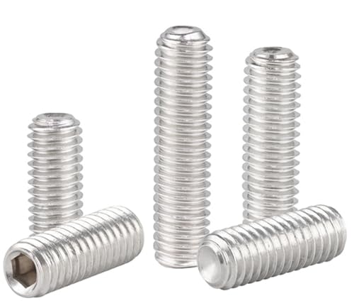 50Pcs M4-0.7 x 4mm Hex Socket Set Grub Screws,Headless Cup Point,Flat Point Grub Bolt,Internal Hex Drive,304 Stainless Steel,Headless Concave End,Metric External Thread,for Towel Rack Door Knob - size: M4-0.7 x 4mm(50)