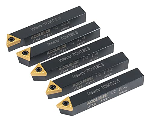 Accusize Industrial Tools 1/2'' 5 Pc Indexable Turning Tool Set, 2380-5082 - size: 1/2 in