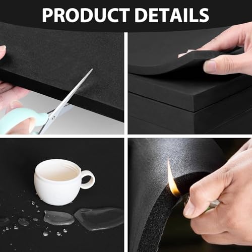Self Adhesive Foam Rubber Sheets Sponge Neoprene with Adhesive Closed Cell Neoprene Rubber Roll Foam Padding for Shock Pad, DIY, Crafts (Black, 12 Inch x 59 Inch x 1/16 Inch) - color: Black, size: 12 Inch x 59 Inch x 1/16 Inch