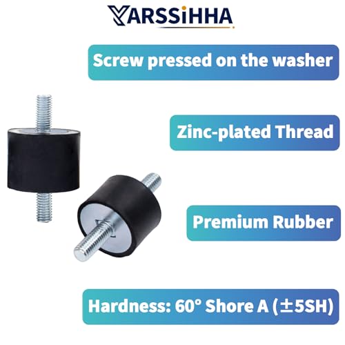 Yarssihha 4 Pack M8 Anti-Vibration Rubber Isolator Mounts, 30x20mm Rubber Studs Shock Absorber, Cylindrical Vibration Isolators for Diesel Engines, Air Compressors, Vibration Motor - size: D30*H20mm