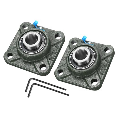 uxcell 2pcs UCF205-14 Pillow Block Bearings 7/8 inch Bore Self Alignment, Solid Cast Iron Base Square Flange Mounted Chrome Steel Bearings - size: UCF205-14