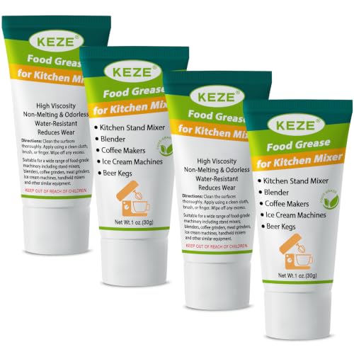 Keze Food Grade Grease for Kitchen Stand Mixer, Sanitary Lubricant for Blenders, Coffee Machines, Beer Kegs and Food Processors, Kitchen Food Grease, 1 oz 4-Pack - color: Food Grade Grease for Kitchenaid Stand Mixer, size: 4 oz