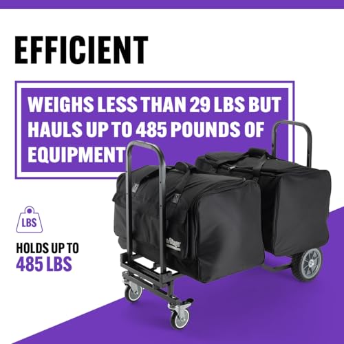 On-Stage UTC2200 Utility Cart (Rolling Dolly Handcart, Heavy-Duty Transportation, 485 Pound Weight Capacity, Load in and Load Out Equipment, Adjustable Length, Folding Handles, Locking Casters)